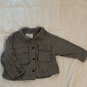 Zara Kids Black and White Plaid Button Down Shirt
